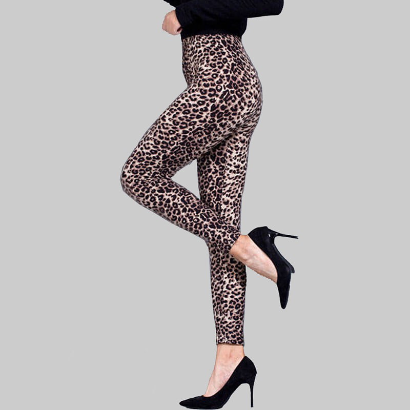 YIWEI Women Leopard Print Leggings High Waist Stretch Pants Casual ...