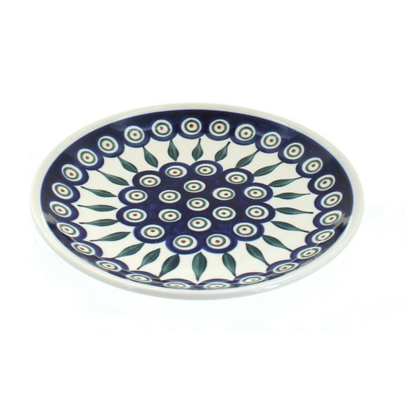 Blue Rose Polish Pottery Peacock Dessert Plate