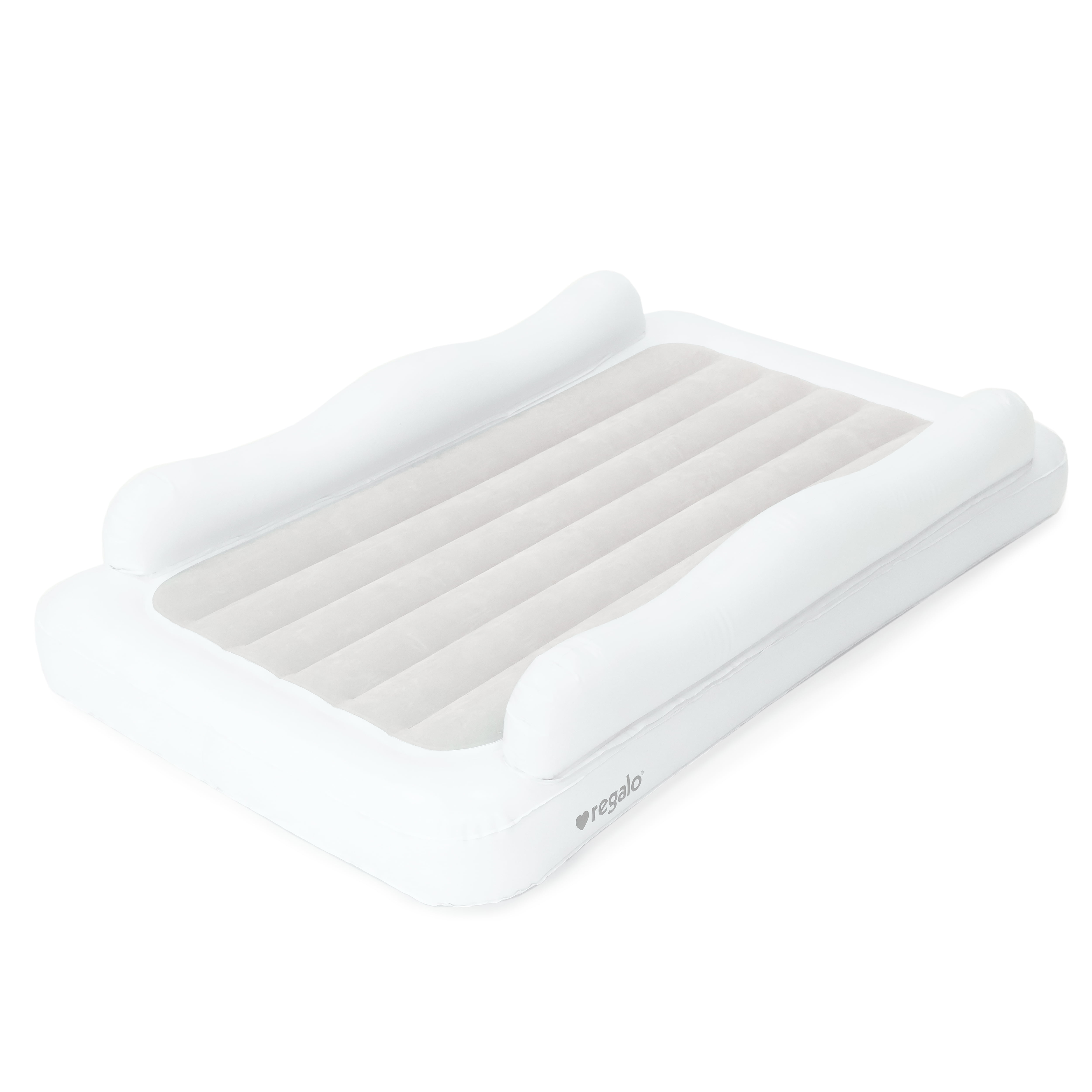 Regalo Inflatable Toddler Travel Bed with Safety Rails, Air Pump & Carry Bag, White