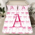 thumbnail image 2 of jejeloiu Letter A Monogrammed Twin Sheet Set,Bowknot Pink White,Microfiber Decor For Girls,3-Piece, 2 of 7