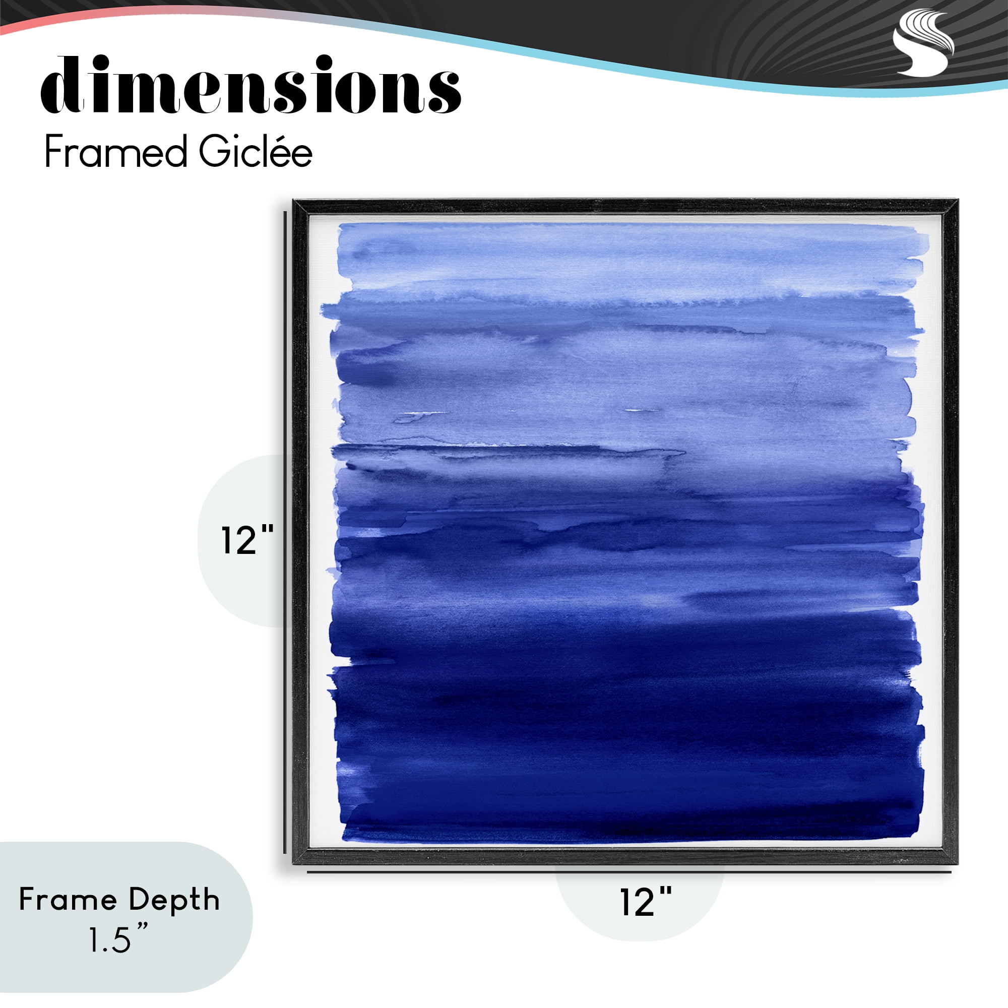 Stupell Industries Indigo Ombre Gradient Black Framed Giclee Art, design by Allie Corbin