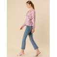 thumbnail image 4 of Allegra K Blusa Top Peplum Estampado Floral Lazo Auto Cuello En V Con Volantes Cruzados Para Mujer Rosa L, 4 of 6