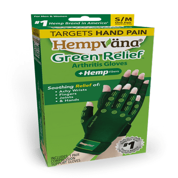 Hempvana Green   Gloves Woven with Hemp Fibers, As Seen On TV, Advanced Compression to Help Relieve Pain & Swelling, Adjustable Wrist Strap for the Ultimate Fit, Non-Slip Grip, S/M
