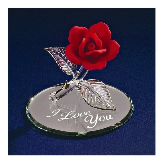 Red Rose I Love You Glass Figurine