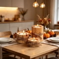 thumbnail image 4 of Set of 3 Natural Wooden Tea Light Candle Holders with Jute Bow, Rustic Log Votive Candle Stands, Farmhouse Table Decor for Wedding Party Dining Table Home Layout, 4 of 6