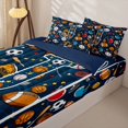 thumbnail image 3 of Homewish Kids Baseball Football Rugby Printed Zipper Full Size Comforter Sets with Fitted Sheet and 2 Pillowcases For Ball Games Lover,Monogrammed J Zipper Bedding Set,Navy Blue Reversible,4-Piece, 3 of 7