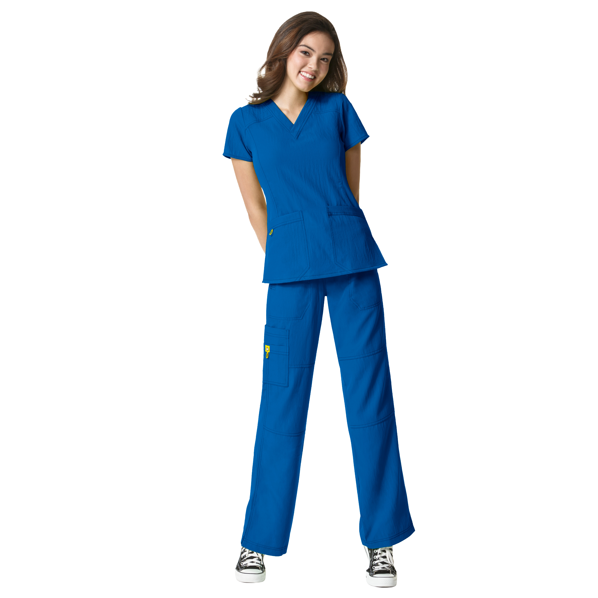 WonderWink FourStretch Sporty VNeck Top & Sporty Cargo Pant Scrub Set