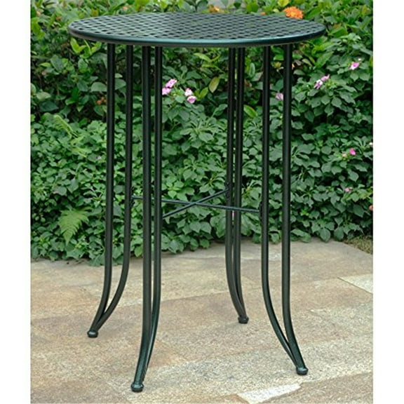 Elegant Round Bar Table - Iron Height Table, Verdi Green Finish, Indoor Outdoor Use, Durable Design