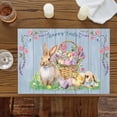 thumbnail image 2 of Easter Placemats Set of 4 Bunny Eggs Place Mats Spring Placemat Chick Rabbit Flower Basket Blue Wood Table Mats for Dining Kitchen Table Holiday Dinner Party Home Easter Decorations 13x19 Inch, 2 of 9