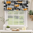 thumbnail image 2 of 2 Pack Valances for Window, Burnt Orange Black Geometric Short Curtains for Kitchen Bedroom Living Room, Modern Color Block Abstract Rod Pocket Small Window Treatment Valance Drapes 60 x 18 Inch, 2 of 8