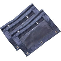 Pencil Pouch for 3 Ring Binder, Bulk 2 Pack 3 Hole Zipper Pencil Pouches with Clear Window, Pencil Bags in Assorted Colors, Sturdy and Durable Cloth Pencil Case for Office Supplies