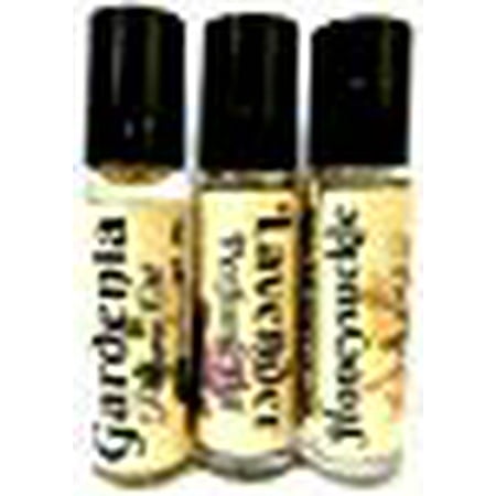 COMBO - Set of THREE - 1/3 oz 10ml Roll On Bottles of Lavender, Honeysuckle and Gardenia UNCUT Perfume Oils- Long