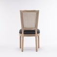 thumbnail image 5 of Farmhouse Upholstered Antique Painting Linen Dining Chairs, Retro Dining Chairs with Solid Wood Frame and Legs, Armless Kitchen Chairs with Square Rattan Back, Parson Chairs(Dark Grey,Set of 6), 5 of 11