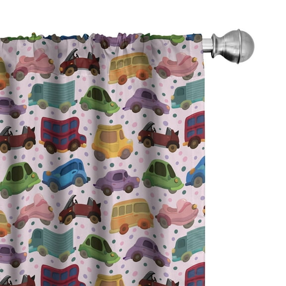 Ambesonne Cars Curtains, Cartoon Vehicle Design, Pair of 28"x84", Multicolor