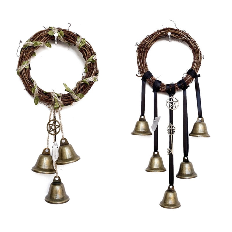 Witch Bells for Door Knob for Protection, Prefdo 2 PCS Witch Wind Chime  Kit, Wreath Handmade Hanging, Wiccan Decor for Home Doorknob, Blessing  Gifts