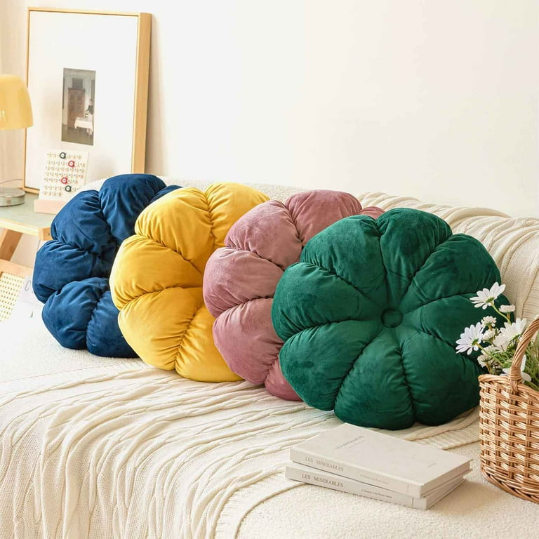 Round Shaped Flower Floor Pillow, Meditation Floor Pillow Velvet