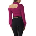 thumbnail image 5 of Liacowi Women Off Shoulder Crop Sweater Halter Neck Backless Long Sleeve Sweater Top Ribbed Knit Sexy Pullover Jumper, 5 of 9