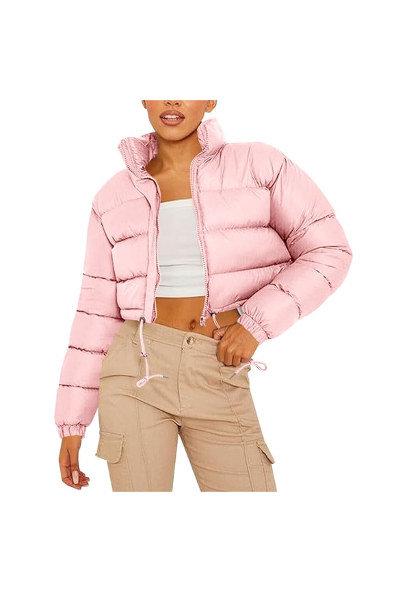 Womens Trendy Fashion Warm Puffer Jackets Women's Bread Jacket Down Jacket Casual Warm Short Jacket