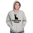 thumbnail image 3 of Ferocious Vegan Herbivore Bunny Unisex Fleece Graphic Zip Up Hoodie Brisco Brands 2X, 3 of 5