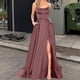 thumbnail image 4 of Vestido de dama de honor de color sólido, vestido largo, adelgazante, sin hombros, vestido de noche de dama de honor de moda para novia, 4 of 5