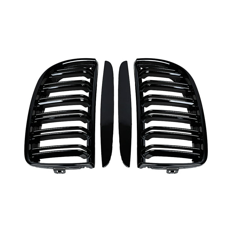 Astra Depot Glossy Black Double Line Upper Front Kidney Grille for