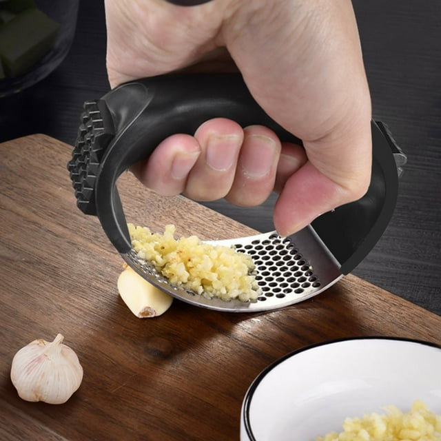 Yhmxh Kitchen Gadgets Kitchen Essentials Upgrade Stainless Steel Garlic Presser Garlic Press Rocker Garlic Mincer Garlic Crusher With Peeler And Cleaning Brush Stainless Steel Garlic Mincer