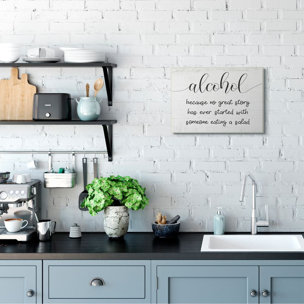 Stupell Industries Alcohol Because No Great Story Has Salad Quote Designed by Daphne Polselli