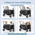 thumbnail image 2 of UBesGoo Wagon Stroller for 2 Kids, Low Seat & Deep Footwell, Foldable All-Terrain Wagon with Canopy, Adjustable Handlebar, Cup and Phone Holder, Black, 2 of 7