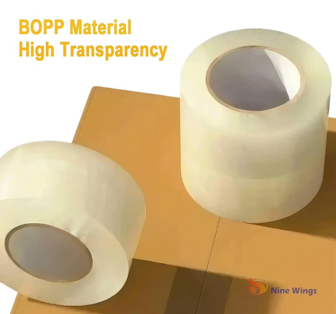Nine Wings Clear Heavy Duty Packing Tape, 2 in. x 2 mil. x 110yd., 6 Rolls