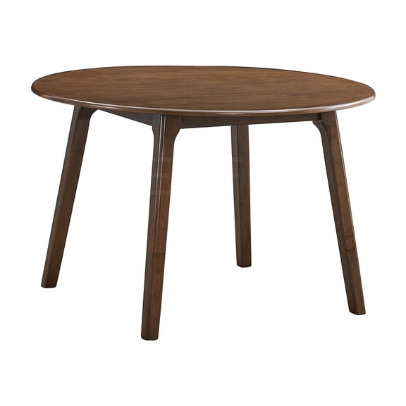 JERFIT 48 Inch Round Dining Table for 4, Walnut Finish Synthetic Wood Kitchen Table, Modern Circular Pedestal Base Design for Dining Room