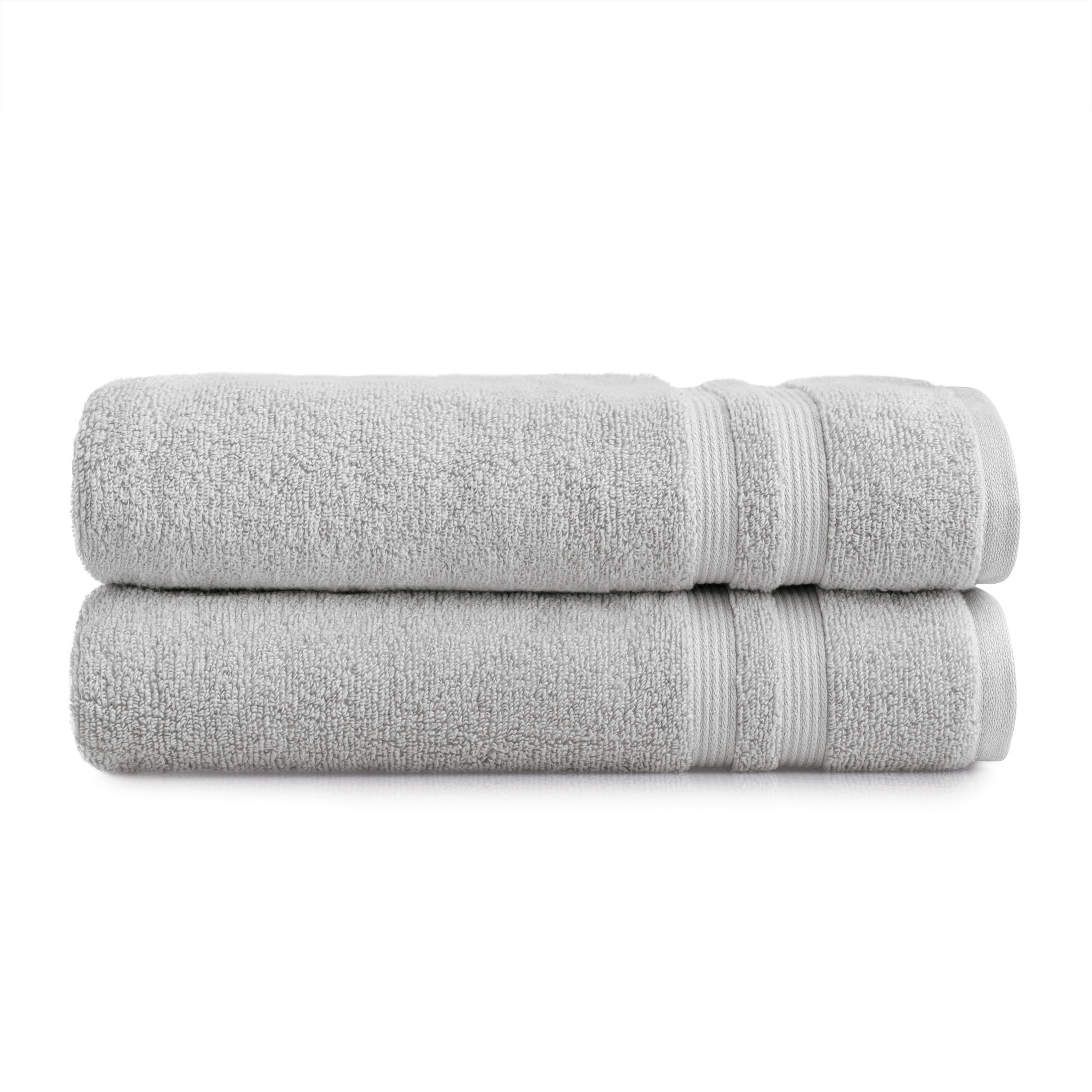 Mainstays Performance Cotton 2-Piece Bath Sheet Set, Oversized Super Soft Quick Dry Fade Resistant, Solid Silver