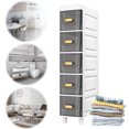 thumbnail image 3 of Bathroom Crevice Cabinet 5 Tier Waterproof Toilet Side Floor Shelves Storage Cabinet for Kitchen Bathroom Corner and Small Space (Gray), 3 of 11