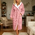 thumbnail image 6 of Nfurl Womens Fluffy Fleece Long Robes Cozy Warm Hooded Robes for Women Housecoats with Pockets Soft Long Sleeve Bathrobes Sleepwear Loungewear Pink,XXL, 6 of 7