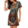 thumbnail image 2 of Balery Pond Meditating Tiger Camisón de manga corta con cuello redondo para mujer, cómodo y elegante., 2 of 6