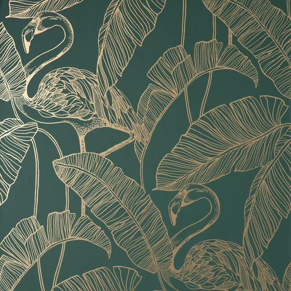 Fine Decor Wallcoverings Dark Green, Flamingo Wallpaper