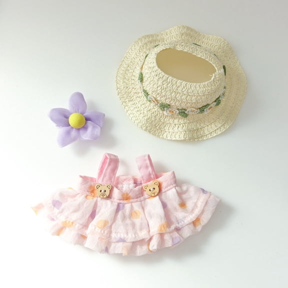 17cm Doll Clothes, 6.7 Inches Outfit Set, 3 Piece Hat Skirt Outfit Set Premium Fashion Cute Dress for 15- 17cm Dolls Accessories