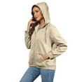 thumbnail image 3 of CILENON Womens Lightweight Jackets Women's Thick Wool Hoodie Zipper Casual Hoodie Winter Jacket Jacket (Beige,XXXXL), 3 of 5