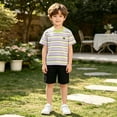thumbnail image 4 of Qabnzmfo Toddlers Kids Striped T Shirt Boys Girls Cotton Tees Casual Short Sleeve Crew Neck Tee Shirts,Sizes 3M-11 Years, 4 of 4