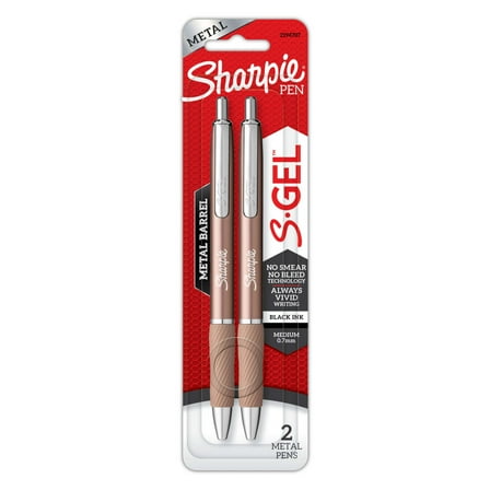 Sharpie S-Gel Pen, Metal Barrel, Medium Point (0.7mm), 2-Pack