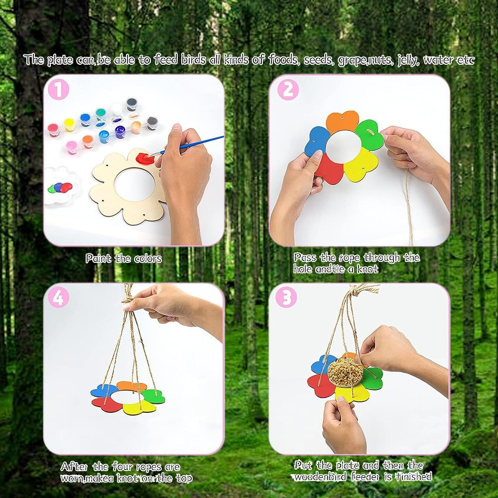 Bird Feeder Outdoor,Outdoor Bird Feeder Kids Arts and Crafts Bird Feeders Wooden Paint Kits 30Ml,for Outside Garden Yard Decoration