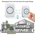 thumbnail image 3 of Wireless Doorbell, Waterproof Door Bell Kit, Distinguish front and rear doors, Over 1000 feet Range and 60 Chime, 5 Levels Volume and LED Flash, for Home Office Classroom(WHITE), 3 of 5