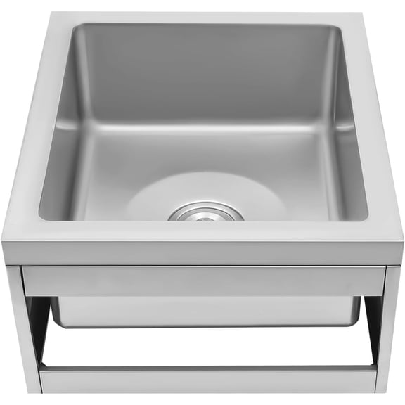 Miumaeov 304 Stainless Steel Floor Mop Sink, Mop Service Basin with Sink Drainage/Strainer  ( No Backsplash)