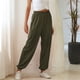 thumbnail image 5 of Pantalones largos con bandas en el tobillo para mujer, pantalón suave, transpirable, informal, holgado, con cintura elástica, Color puro, 5 of 8