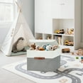 thumbnail image 2 of DECOMOMO Storage Box with Lid, Decorative Box, Large Storage Bins with Lid (Grey & White, 3 Pack with Flip Lid), 2 of 5