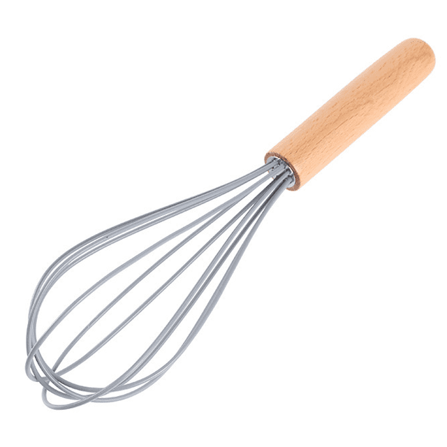 Mango de madera de silicona para el hogar, batidor de huevos, alambre de silicona, mango manual, batidor de huevos, herramienta para hornear