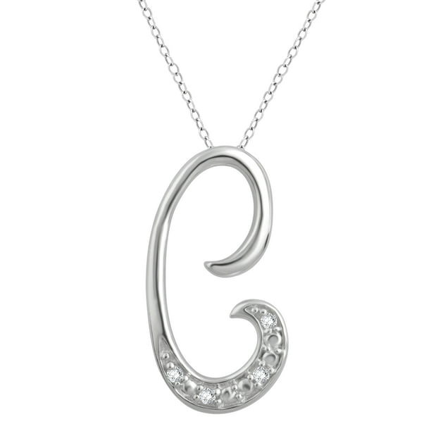 DiamondMuse - Diamond Accent Initial letter C Pendant Necklace in