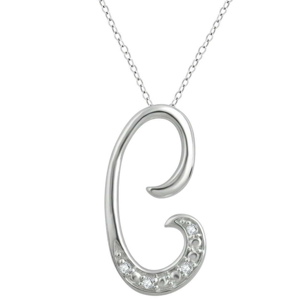 DiamondMuse - Diamond Accent Initial letter C Pendant Necklace in ...