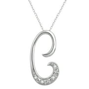 Diamond Accent Initial letter C Pendant Necklace in Sterling Silver