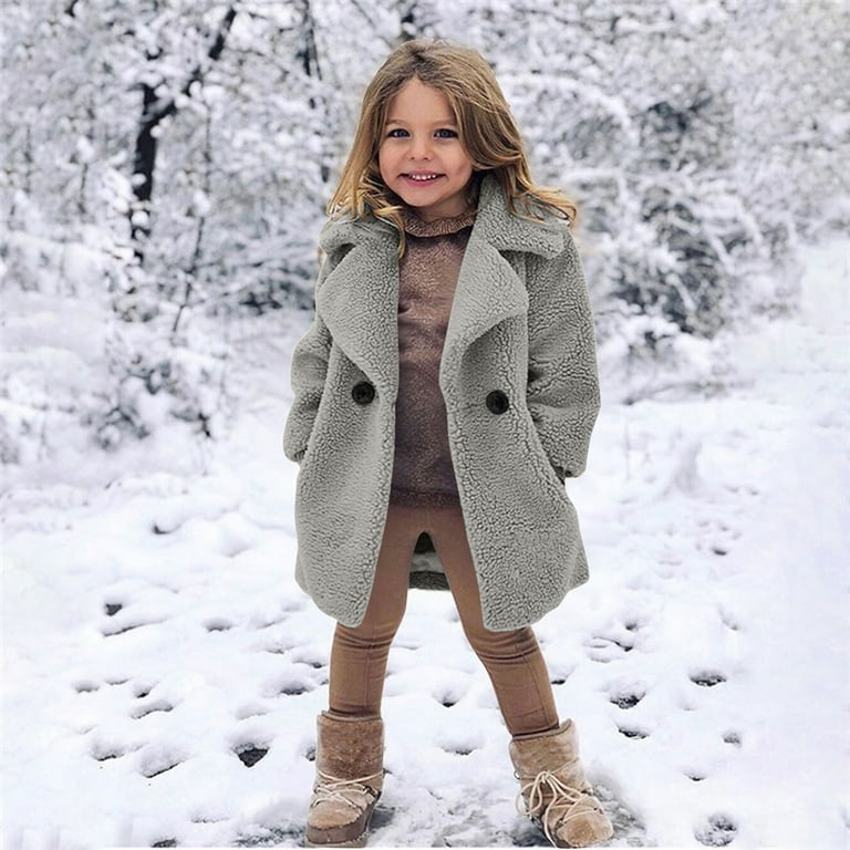 EnJoCho Baby Girls Faux Fur Teddy Long Jacket Coat Toddler Kids