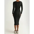 thumbnail image 4 of Arvbitana Women's Bodycon Long Dress Solid Color Long Sleeve Slim Midi Dress U-neck Wrap Hip Cocktail Dress for Party Club Streetwear, 4 of 8